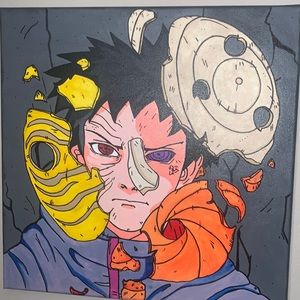 Hand painted acrylic painting obito from naruto